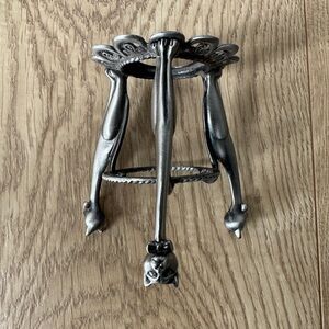 Vintage Pewter Cat Essential Oil Warmer Candle Holder